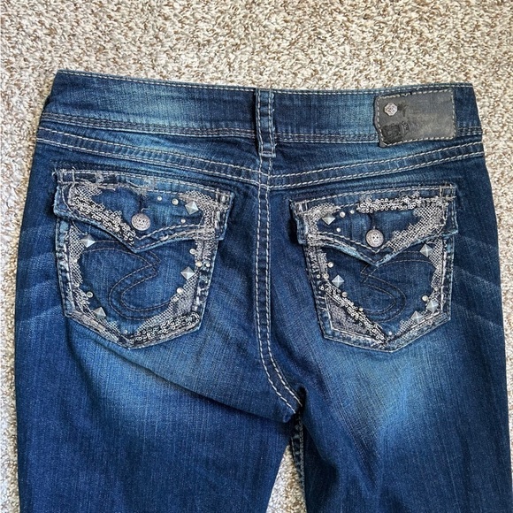 Silver Suki Dark Wash Boot Cut Jeans Midrise Casual Western Size 28 - Picture 6 of 11